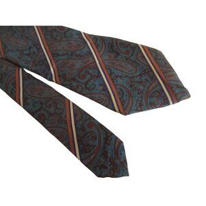 Vintage Mens Silk Neck Tie 3.5” 56" Henry grethel Paisley Striped